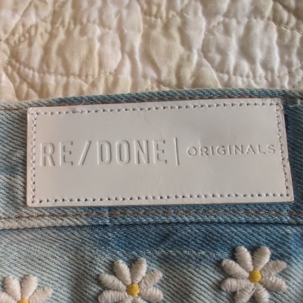 Re/Done Light Blue Jean Shorts with Patches - Picture 5 of 5